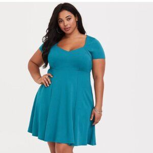 Torrid Aqua Ponte Skater Dress